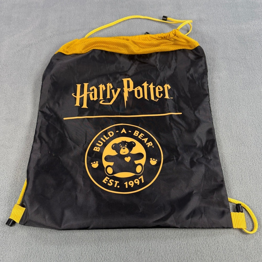 Harry Potter Build-A-Bear Drawstring Bag Black Yellow Cinch Sack Platform 9 3/4